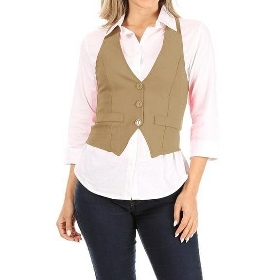 Women's Dressy Casual Versatile Racerback Vest Tuxedo Suit Waistcoat