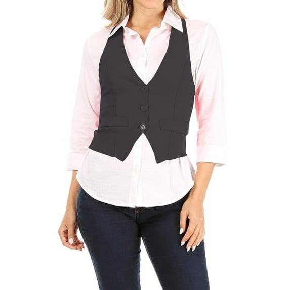 Women's Dressy Casual Versatile Racerback Vest Tuxedo Suit Waistcoat