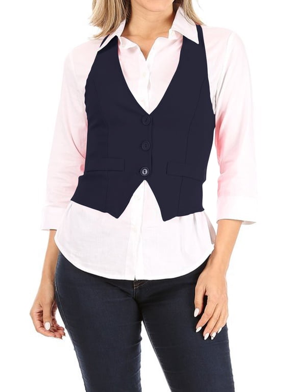 Women's Dressy Casual Versatile Racerback Vest Tuxedo Suit Waistcoat