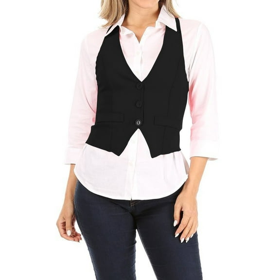 Women's Dressy Casual Versatile Racerback Vest Tuxedo Suit Waistcoat