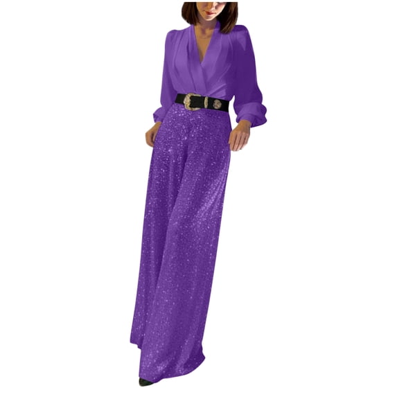 Women’s Dressy Jumpsuits Long Sleeve Formal Rompers, Elegant Wedding Guest & Evening Outfits Dark Blue XXXL