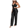 thumbnail image 1 of Women's Dressy Jumpsuits Women'S Solid Color High-Waisted Sleeveless Off-The-Shoulder Sequin Slim Long Sequin Romper Jumpsuit Womens Pants Casual Dress Pants Women, 1 of 5