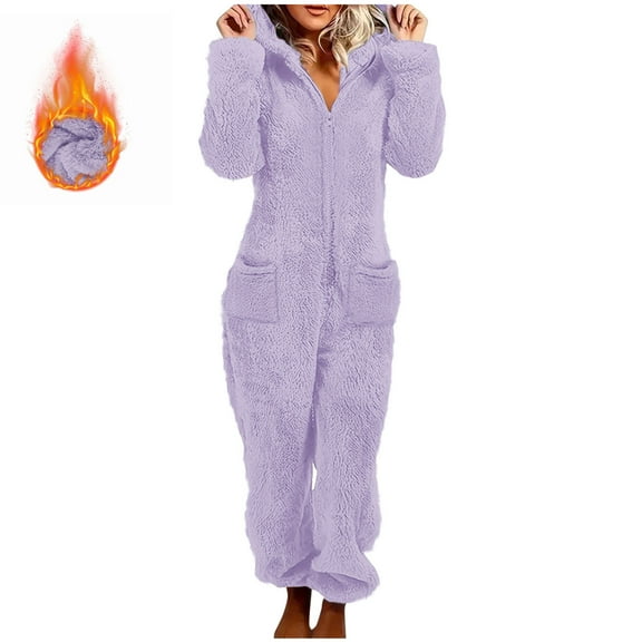 Women's Dressy Jumpsuits Women Solid Color Long Sleeved Zipper Side Pocket Hooded Ankle Tied Home Suit Jumpsuit Pants Jumpsuit Womens Pants Casual Dress Pants Women