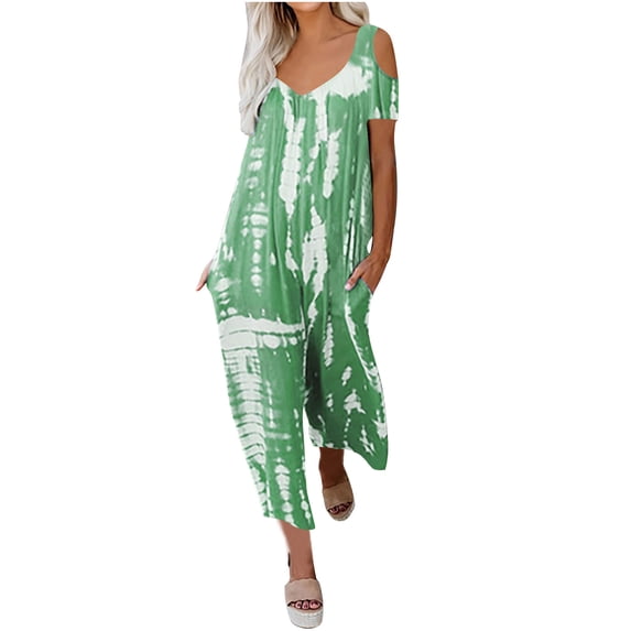 Women's Dressy Jumpsuits Women's Casual Large Size Loose Jumpsuit Short Sleeve Wide Leg Pants Jumpsuit,Jumpsuit Womens Pants Casual Dress Pants Women