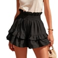 thumbnail image 1 of Women's Dressy Shorts Butterfly Leaf Frenulum Summer High Waisted Shorts Casual Beach Shorts Ruffle Hem Elagant Work Trouser Shorts with Pocket, 1 of 5