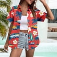 thumbnail image 1 of Women's Dressy Tops Short Sleeve Spring Hawaiian Shirts Short Sleeve Lapel Collared Button Down Floral Print Blouses, 1 of 6