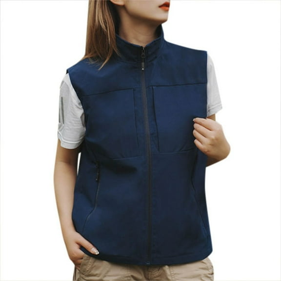 Women's Dressy Vest Sleeveless Solid Color Open Front Jackets Zip Up Fashion Casual Waistcoat Tops