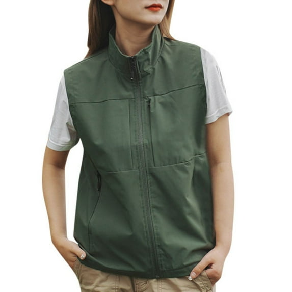 Women's Dressy Vest Sleeveless Solid Color Open Front Jackets Zip Up Fashion Casual Waistcoat Tops