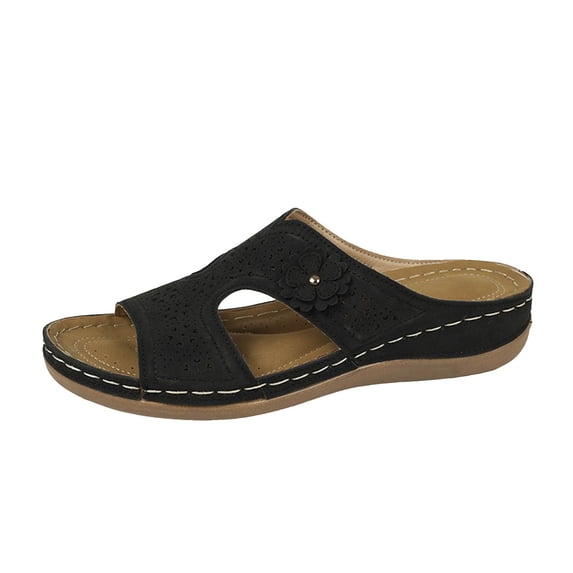 Women's Dressy Wedge Sandals Rubber Sole Breathable Summer Walking Shoes Slip-On Comfort