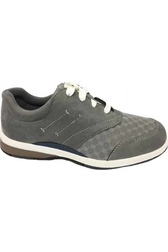 Women's Drew Enterprise Comfort Sneaker Grey Microsuede/Mesh 5 WW