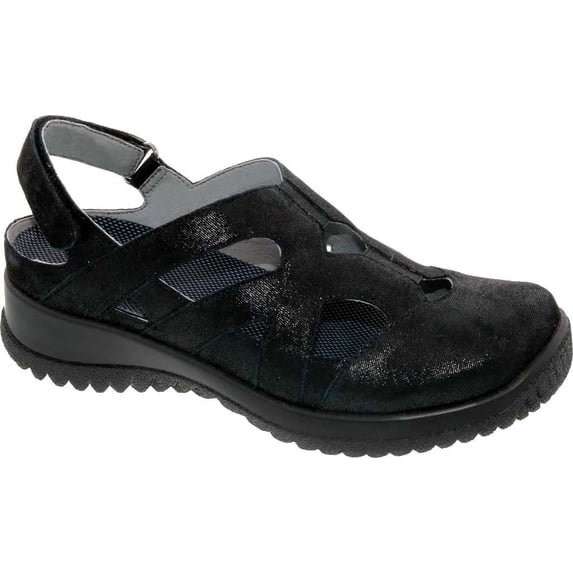Women's Drew Smiles Closed Toe Slingback Black Microdot Leather 10 N