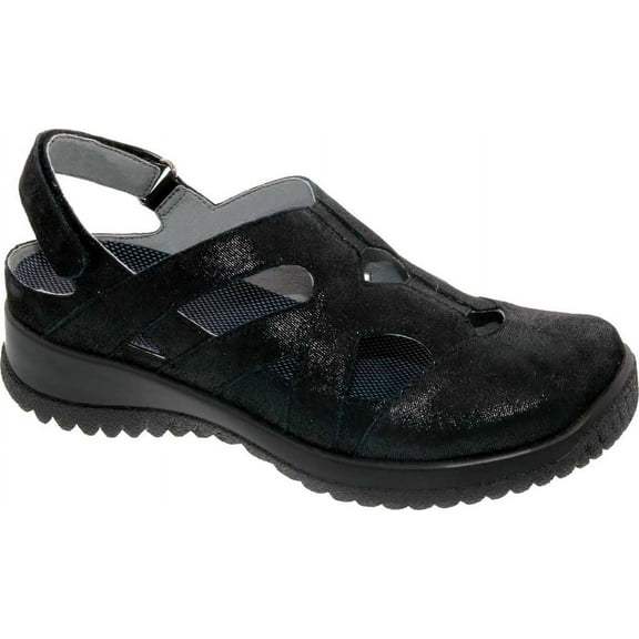 Women's Drew Smiles Closed Toe Slingback Black Microdot Leather 8.5 M