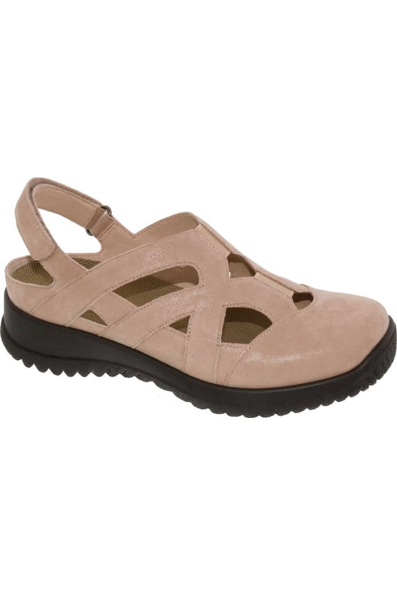 Women's Drew Smiles Closed Toe Slingback Taupe Microdot Leather 9.5 M