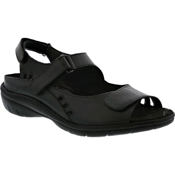 Women's Drew Tide Hook and Loop Sandal Black Leather 5 M