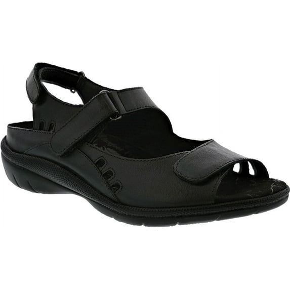 Women's Drew Tide Hook and Loop Sandal Black Leather 5 W