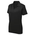 thumbnail image 1 of Women's Dri-Equip Short Sleeve Racer Mesh Polo Shirt-L-Black, 1 of 2