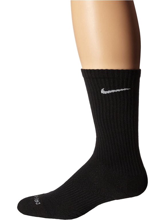 Women's Dri-Fit Cushion Crew 3-Pair Pack (Medium, Black/White)