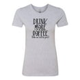 thumbnail image 1 of Women's Drink More Coffee Ladies Short Sleeve T-shirt-Heather Grey-xxl, 1 of 4