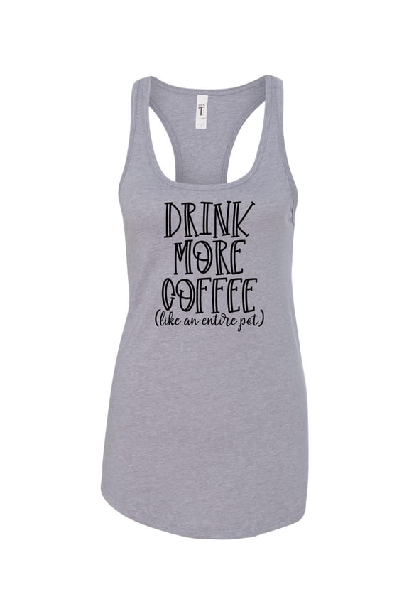 Women's Drink More Coffee Racerback Tank Top-Heather Grey-large