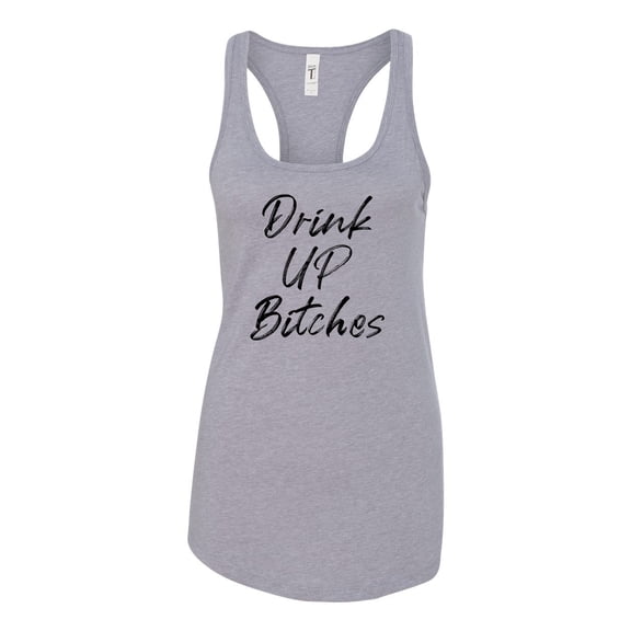 Women's Drink Up B*tches Ladies Racerback Tank Top-Heather Grey-xs