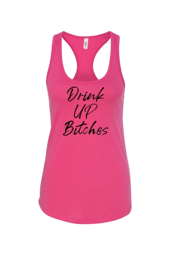 Women's Drink Up B*tches Ladies Racerback Tank Top-Raspberry-large