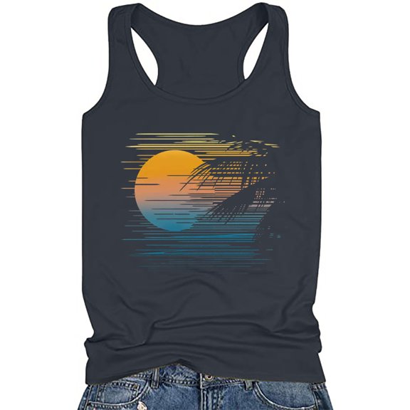 ibuvkizy Women's Drinking Tank Tops Adult Girls Beach Funny Graphic Racerback Tanks Vest Sayings Blouse