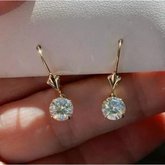 Diamond Sea Dangle Round White Lab-Created Diamond Earrings 2.00 ct. t.w. 925 Sterling, Yellow Gold-Plated