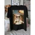 thumbnail image 1 of Women's Drop Shoulder Cat Funny Meme T-Shirt, 1 of 5