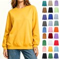 thumbnail image 1 of Women's Drop Shoulder Oversized Solid Crew Neck Pullover Sweatshirt, Oversized Long Sleeve Crew Top, Women's Plus, Size S-5XL, 1 of 3