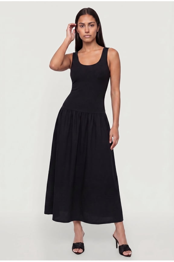 Women's Drop Waist Tank Midi Dress