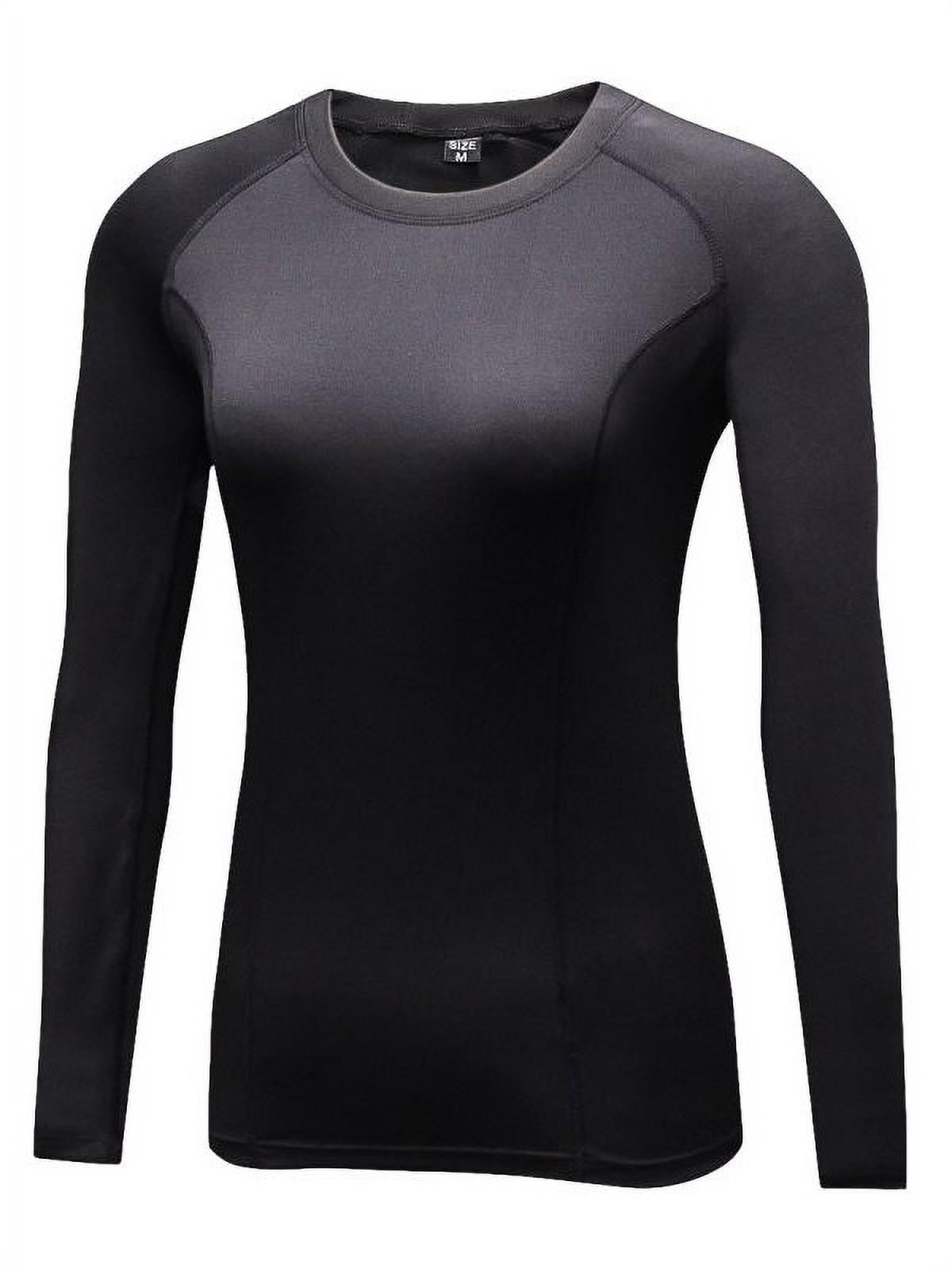 Women s Dry Fit Athletic Thermal Compression Long Sleeve T Shirt Walmart