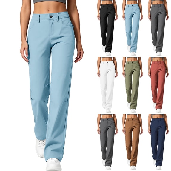 Women's Drying Harem Pants Solid Color Casual Breathable Outdoor Hiking Straight Leg Pants Hiking Pants Pockets