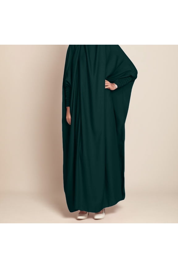 Women's Dubai Middle Turkey Big Swing Solid Color Robe Round Neck Loose Temperament Prayer Clothing Hijab Burka Dress And Scarf Set for Women Teen Girl Dresses Long Sleeve Head Wrap for Women with