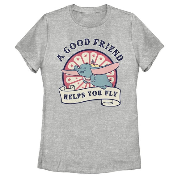 Women's Dumbo A Good Friend Helps You Fly  Graphic Tee Athletic Heather Medium