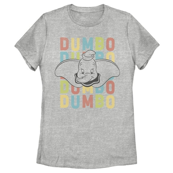 Women's Dumbo Colorful Name Stack  Graphic Tee Athletic Heather Small