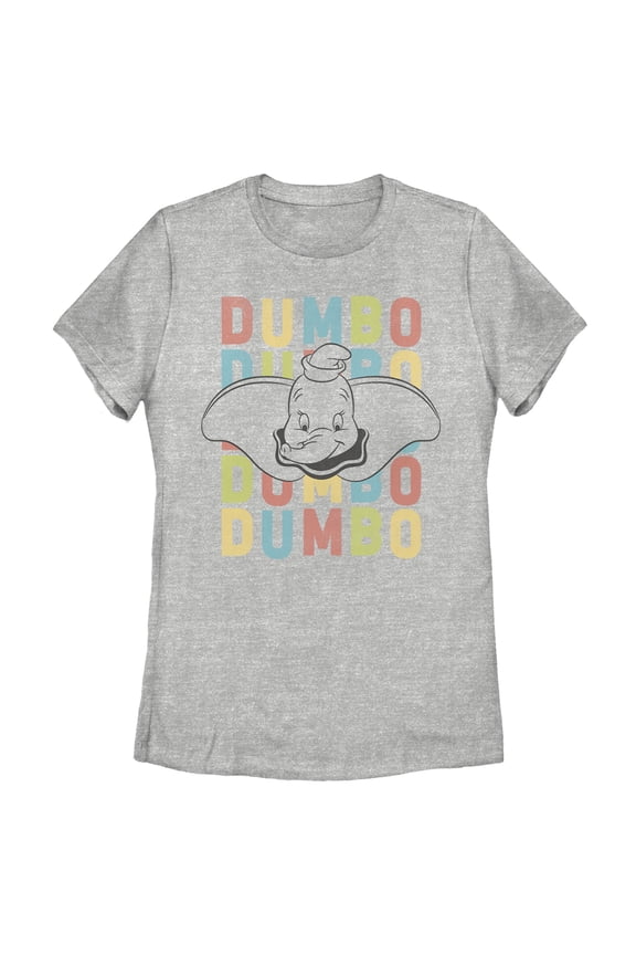 Women's Dumbo Colorful Name Stack Graphic Tee Athletic Heather Small