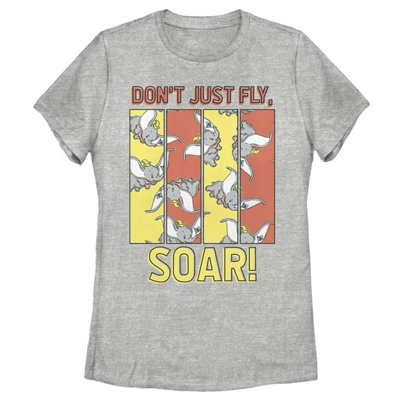 Women's Dumbo Don't Just Fly, Soar! Graphic Tee Athletic Heather Small