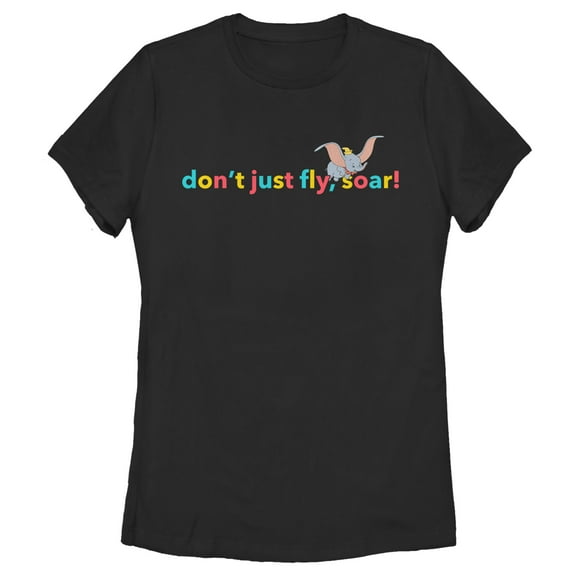 Women's Dumbo Don't Just Fly, Soar Graphic Tee Black Large