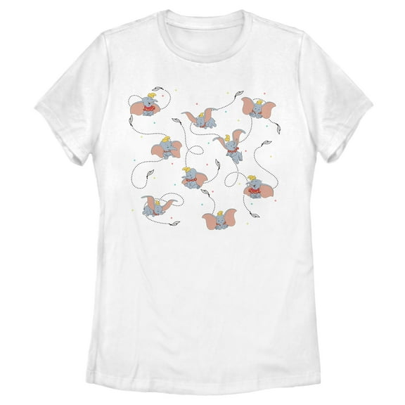 Women's Dumbo Learning to Fly  Graphic Tee White 2X Large