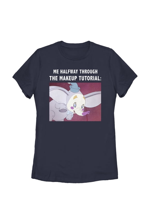 Women's Dumbo Makeup Meme Graphic Tee Navy Blue Medium