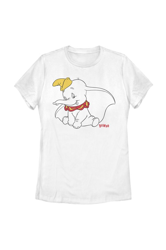 Women's Dumbo Sitting Cutely Graphic Tee White 2X Large