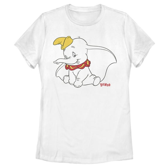Women's Dumbo Sitting Cutely Graphic Tee White Medium