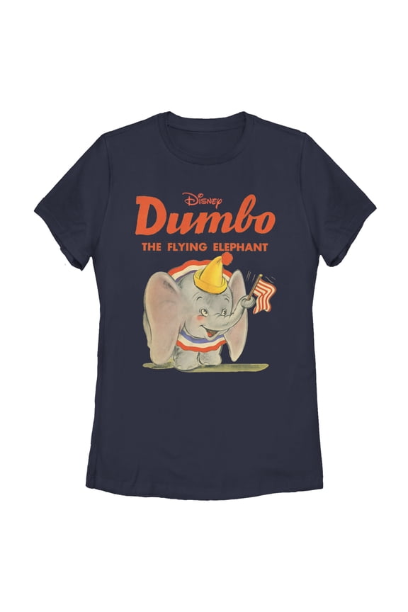 Women's Dumbo The Flying Elephant Graphic Tee Navy Blue Large