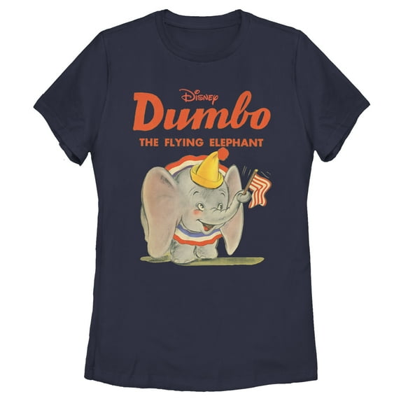 Women's Dumbo The Flying Elephant Graphic Tee Navy Blue X Large
