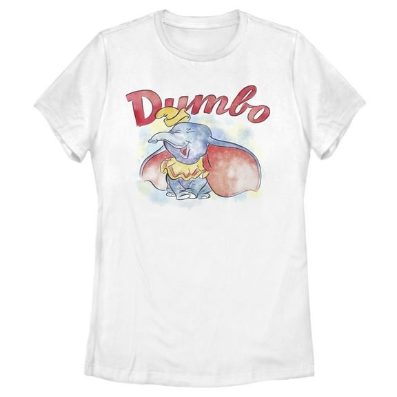 Women's Dumbo Watercolor  Graphic Tee White 2X Large