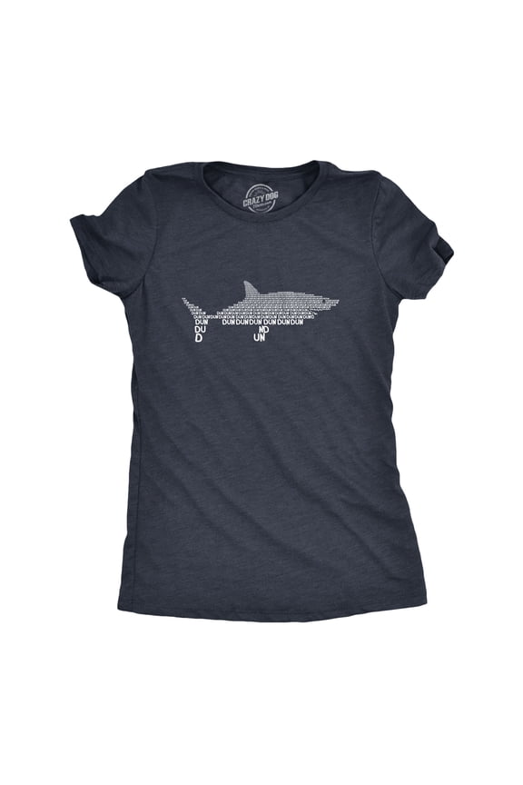 Women's Dun Dun Dun Cool Graphic Shark T Shirt Great White Jaws Ladies Fish Tee Womens Graphic Tees