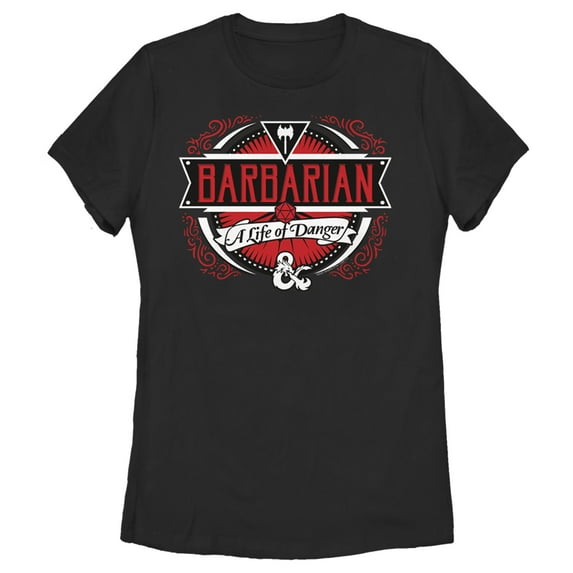 Women's Dungeons & Dragons Barbarian A Life of Danger Graphic Tee Black X Large