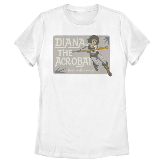 Women's Dungeons & Dragons Diana the Acrobat Frame Cartoon Graphic Tee White Large