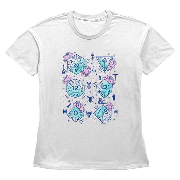 Women's Dungeons & Dragons Pastel Floral Dice  Graphic T-Shirt