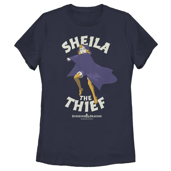 Women's Dungeons & Dragons Sheila the Thief Cartoon Graphic Tee Navy Blue Medium